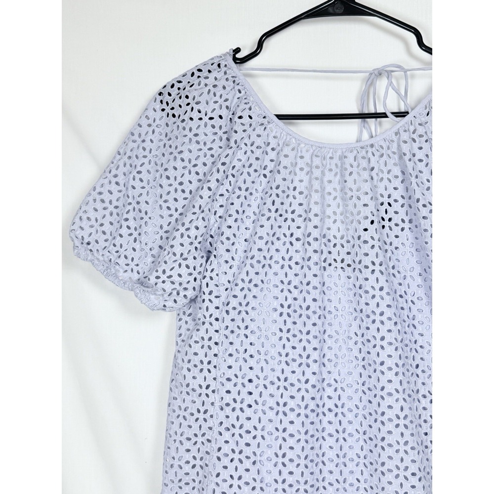 J.Crew NWT V-Back Puff Sleeve Eyelet Top Lavender Cottagecore Romantic Size 8 - Picture 2 of 13